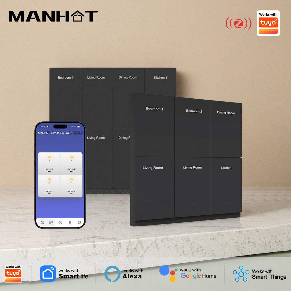 Smart Home Diy - สวิตช์ไฟอัจฉริยะ Manhot DIY Name Switch Zigbee