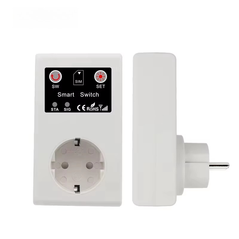 Smart Home Remote - ปลั๊กไฟอัจฉริยะ 16A EU GSM 3000W พร้อมรีเลย์ควบคุมระยะไกลผ่าน