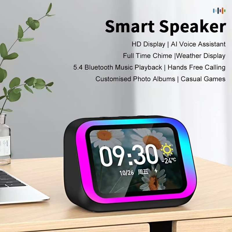 Smart Home Ai - ลำโพงบลูทูธพร้อมผู้ช่วยเสียง AI ไฟ RGB นาฬิกาปลุก หน้าจอ