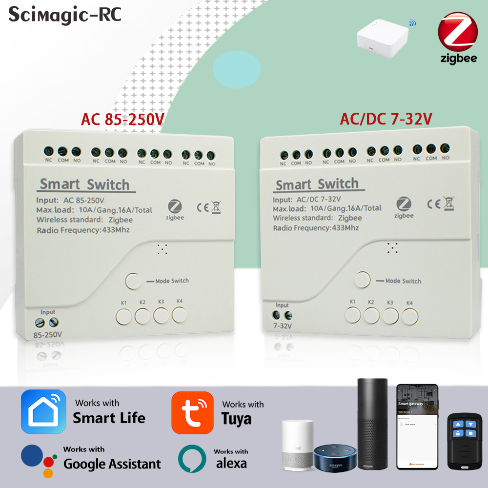 Smart Home Ac - โมดูลรีเลย์สมาร์ทโฮม 4CH Zigbee Tuya รองรับไฟ AC