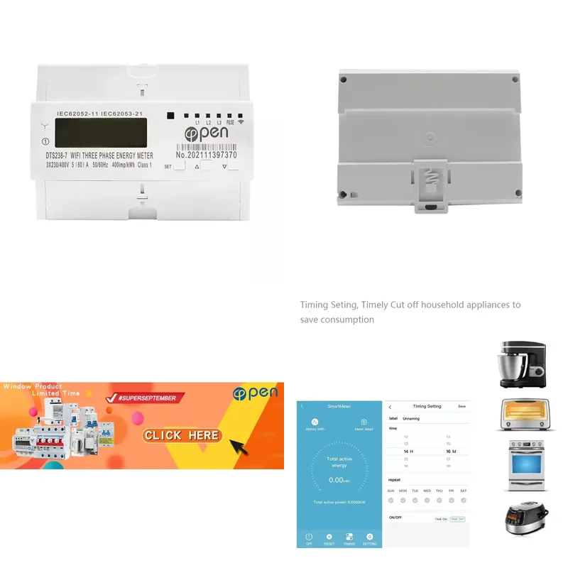 Smart Home Remote - มิเตอร์วัดพลังงานอัจฉริยะแบบสามเฟส พร้อมระบบป้องกันไฟเกินและไฟตก รองรับแรงดันไฟฟ้า 220V 400V ควบคุมผ่าน