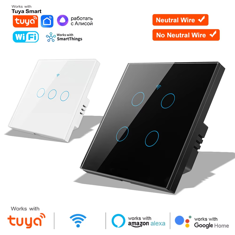 Tuya Smart Switch - สวิตช์ไฟติดผนังแบบสัมผัส WiFi RF 433mhz สมาร์ทสวิตช์ไร้สาย 1