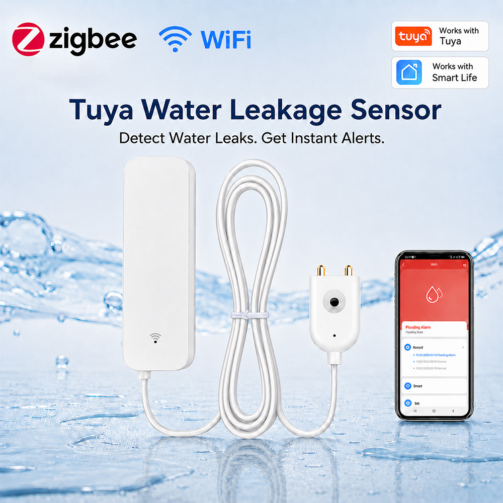 Smart Home Ikea - เซ็นเซอร์ตรวจจับน้ำรั่วซึม ZigBee WiFi พร้อมระบบแจ้งเตือนน้ำท่วม ควบคุมผ่านแอป Tuya
