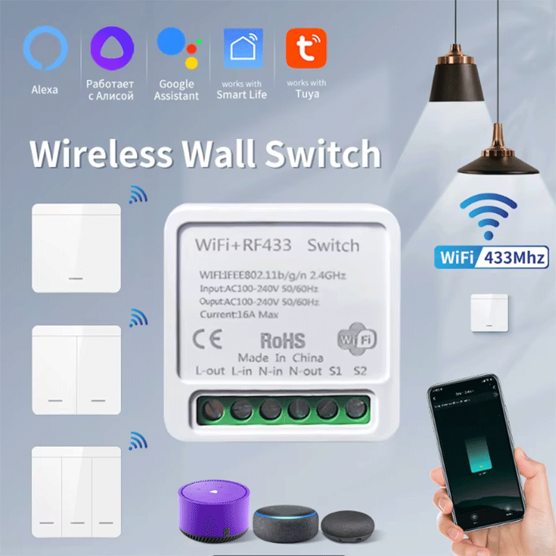 Tuya Smart Switch - สวิตช์ไฟอัจฉริยะ Tuya WiFi สมาร์ทโฮมไร้สาย RF 433mhz