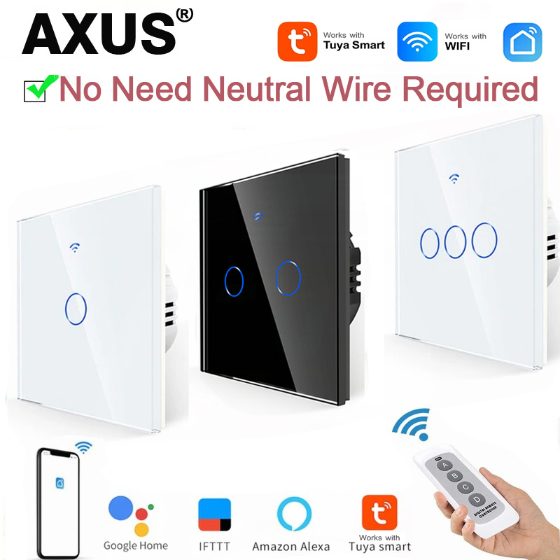 Smart Home Remote - AXUS EU WiFi สวิตช์ไฟอัจฉริยะไม่มีสายไฟแบบเป็นกลาง สวิตช์สัมผัส RF433