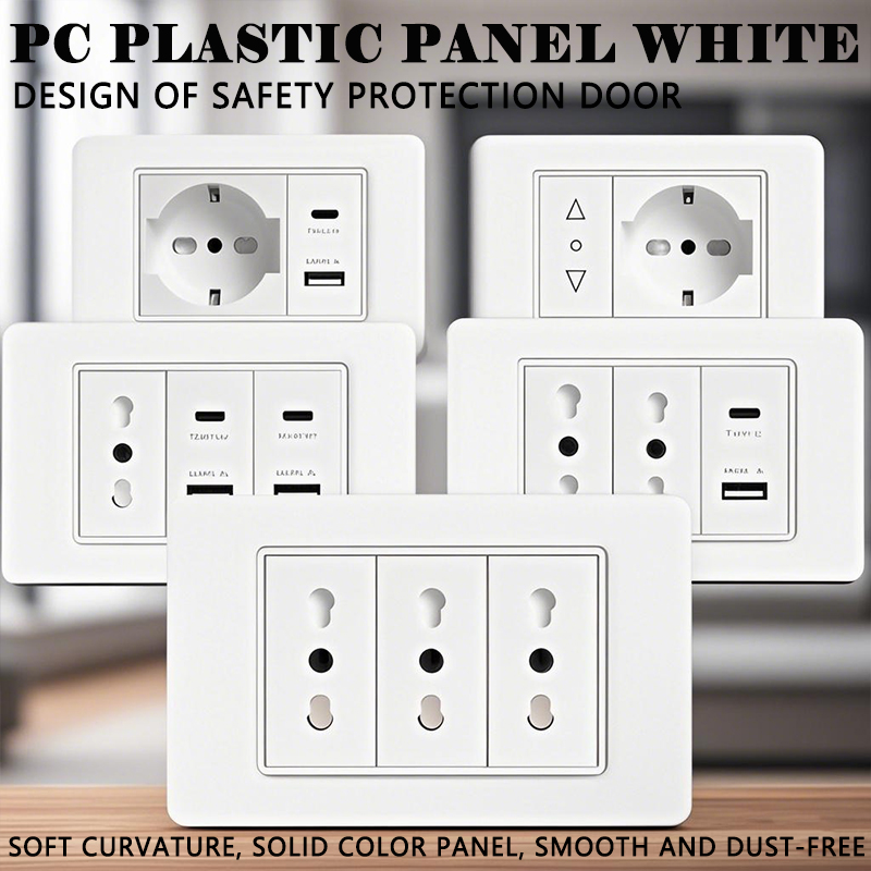 Smart Home For Pc - 118 PC พลาสติกแผงซ็อกเก็ต USB Type-C 20W