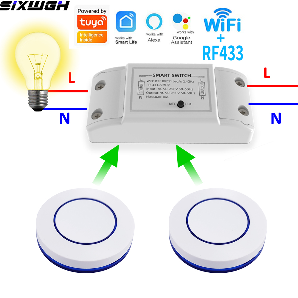 Smart Home Remote - 16A WiFi Tuya สวิตช์อัจฉริยะรีโมทคอนโทรลไร้สายสวิตช์ตั้งเวลาใช้งานร่วมกับแอพสมาร์ทไลฟ์ อเล็กซา กูเกิล
