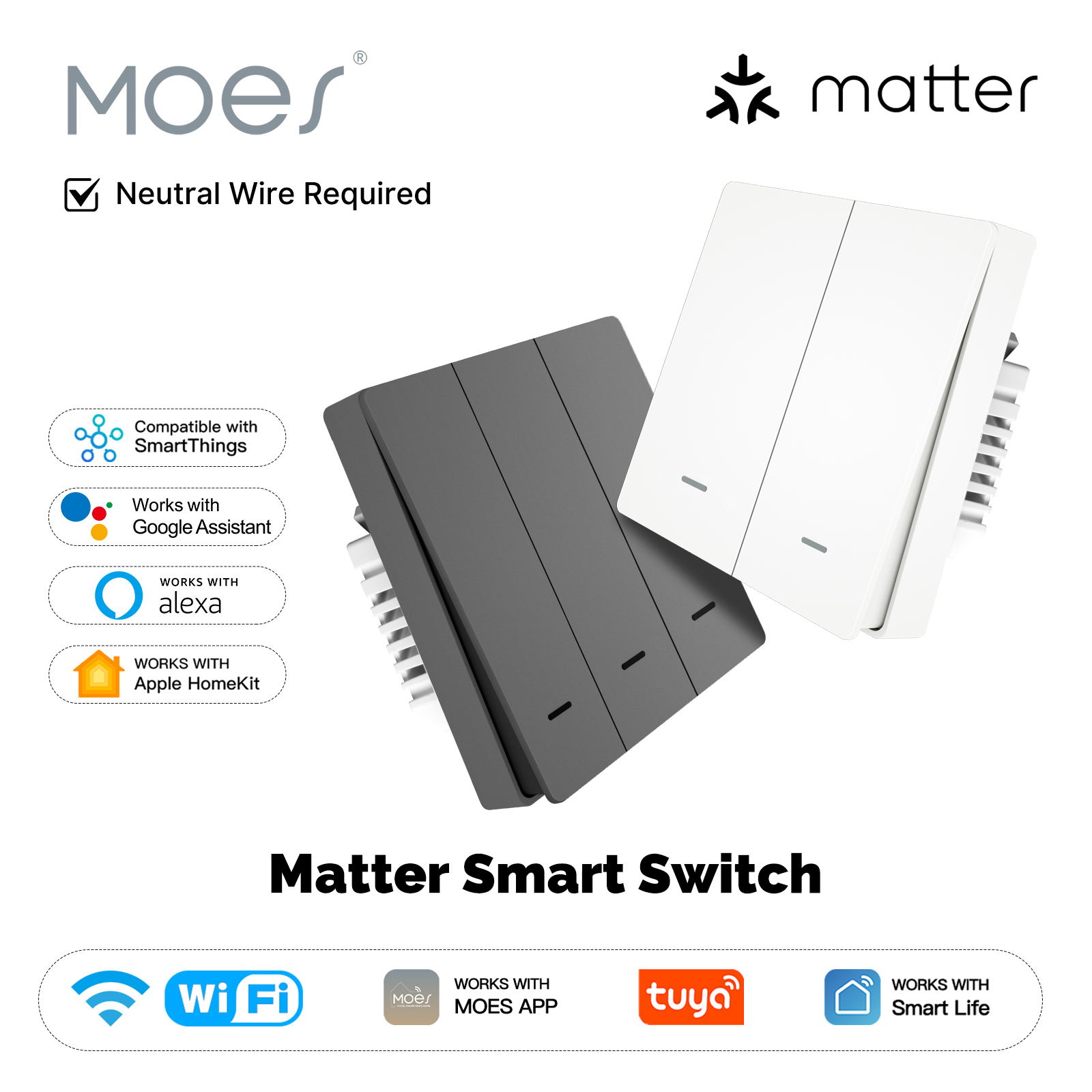 Smart Home Tuya - MOES Matter Tuya WiFi สมาร์ทปุ่มสวิทช์ EU