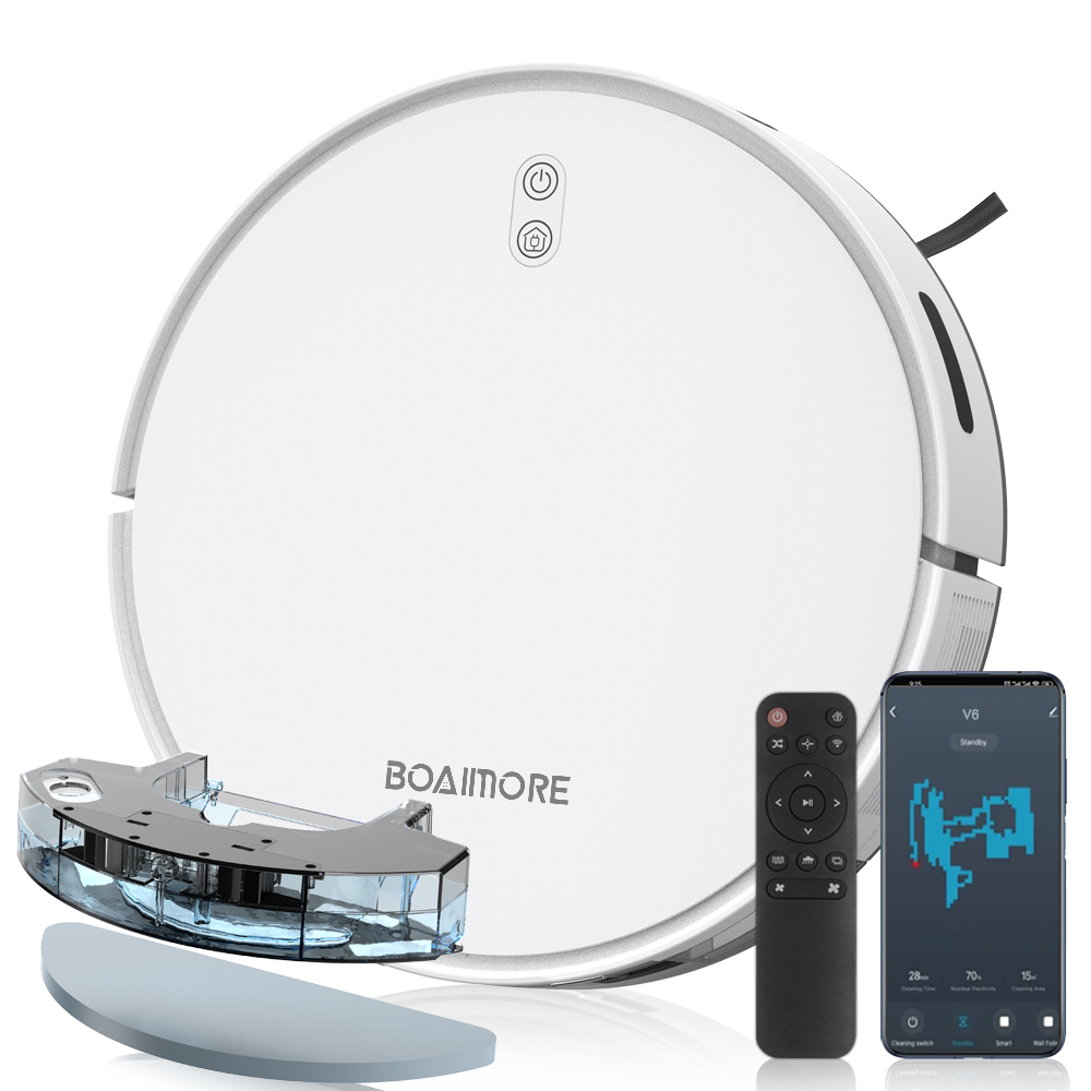 Smart Home Remote - หุ่นยนต์ดูดฝุ่นแบบม็อบพร้อมระบบควบคุมผ่านแอพไร้สายอัจฉริยะ 6500PA เครื่องกวาดพื้นแบบชาร์จไฟเองสำหรับบ้าน