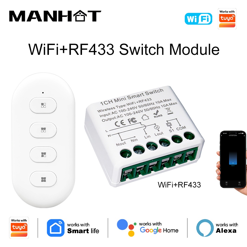 สวิตช์ไฟอัจฉริยะ Tuya WIFI 10A - Smart Home Diy บทวิจารณ์และราคา