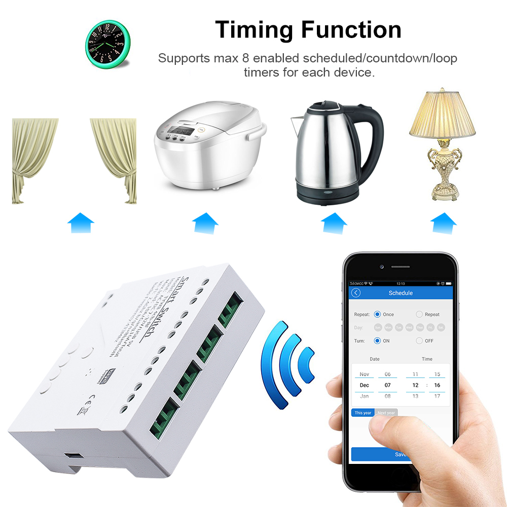 สวิตช์ไฟไวไฟอัจฉริยะ4CH ตัวรับ - Smart Home Diy บทวิจารณ์และราคา