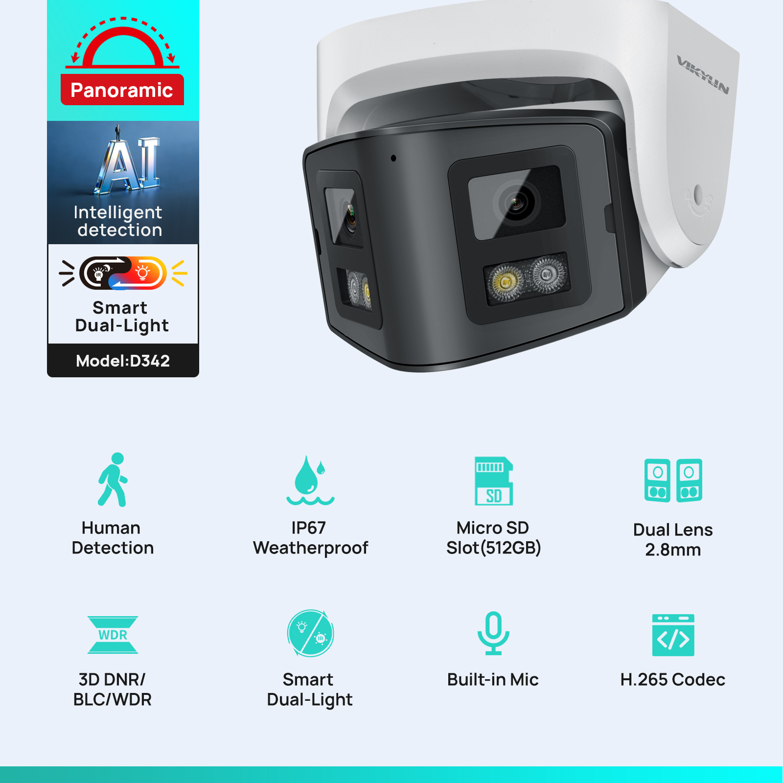วิกิลิน 4MP พาโนรามาเลนส์คู่สม - Smart Home Hikvision บทวิจารณ์และราคา