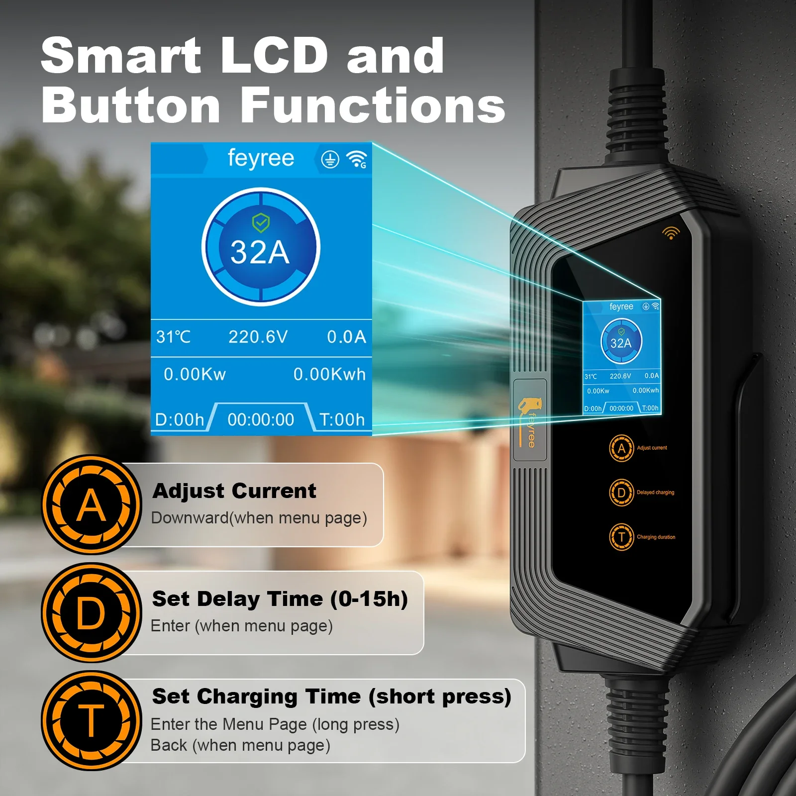 เครื่องชาร์จรถยนต์ไฟฟ้าแบบพกพา - Smart Home For Pc บทวิจารณ์และราคา
